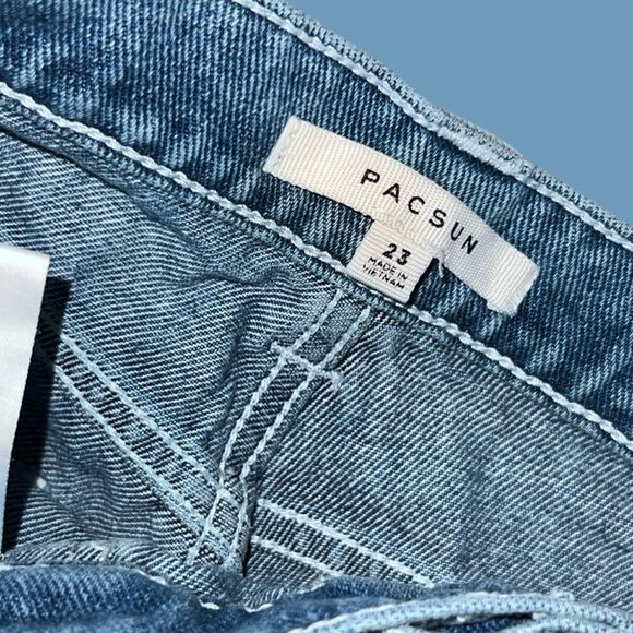 PacSun Two Toned Hi Rise Denim Cargo Jeans Size 3 23x26”  #44 - Picture 4 of 6